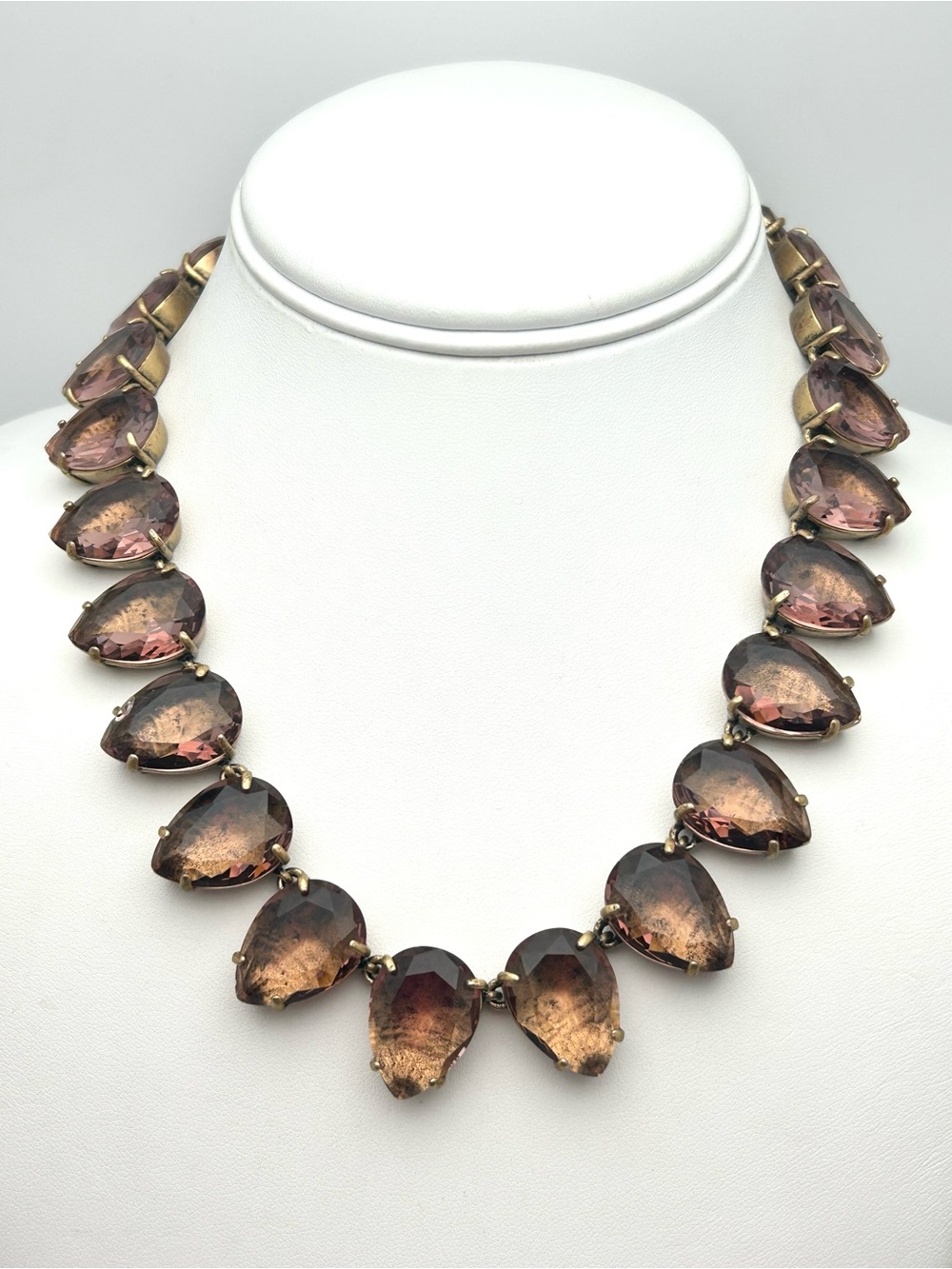 J. Crew Purple Gold Bronzed Teardrop Necklace